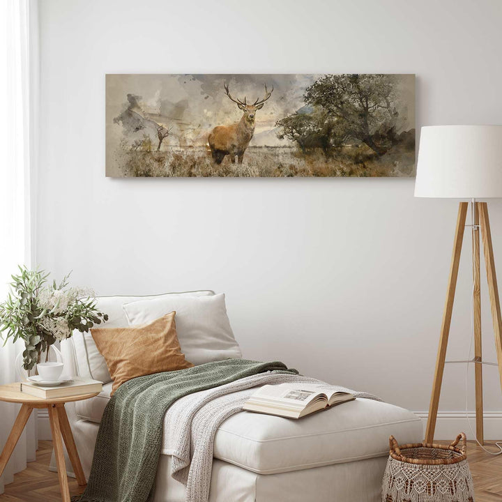 murando - Bilder Hirsch 120x40 cm Vlies Leinwandbild 1 tlg Kunstdruck modern Wandbilder XXL Wanddeko