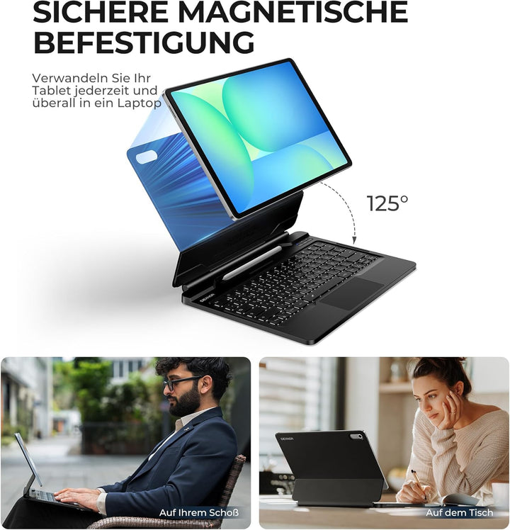Dexnor für Samsung Galaxy Tab S10 FE+ Plus Hülle mit Tastatur 13,1" Schwebender Ausleger Magnetständ