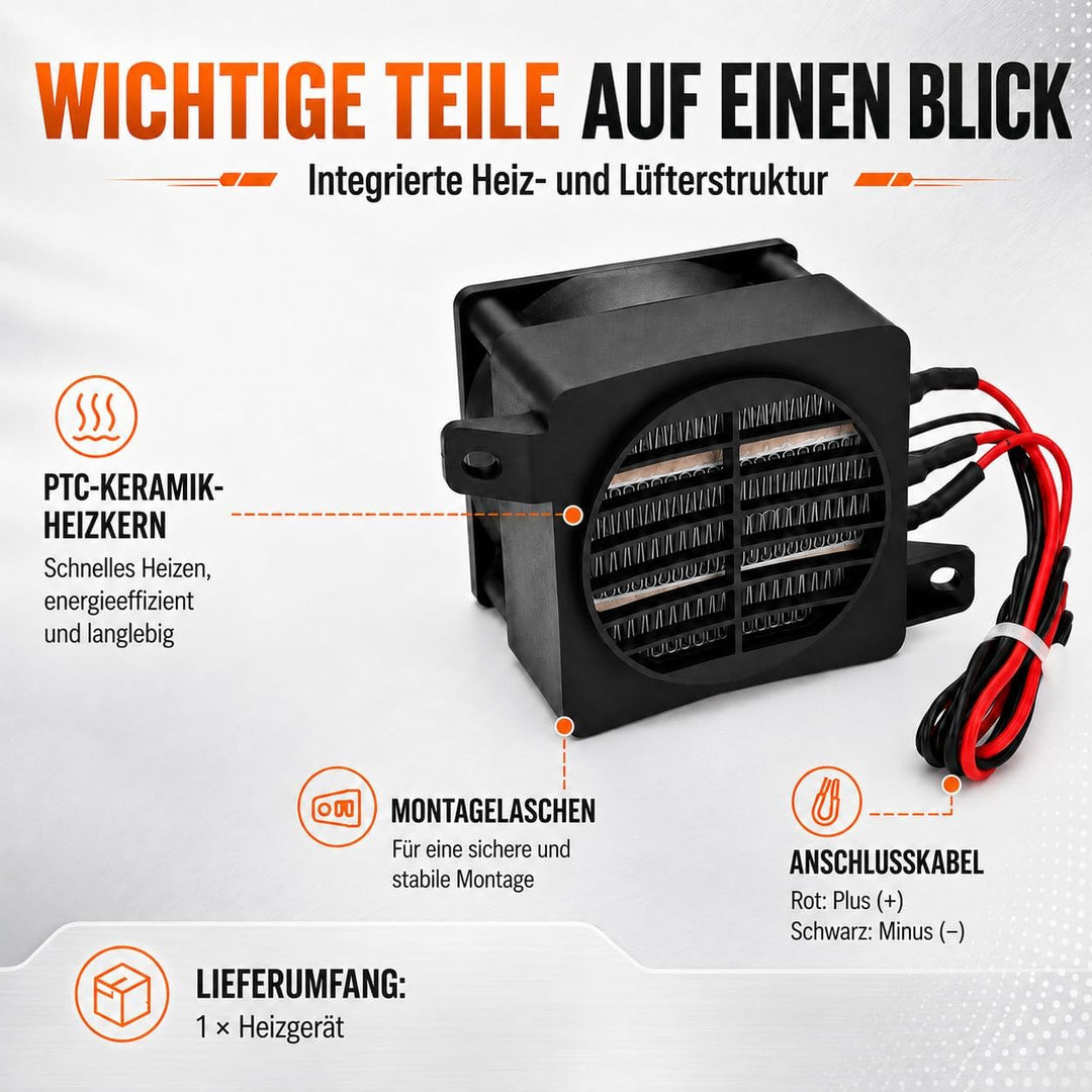 Telituny Heizung 220V 300W PTC-Heizung mit Lüfter Elektrischer Keramik-Thermostat PTC-Lufterhitzer H