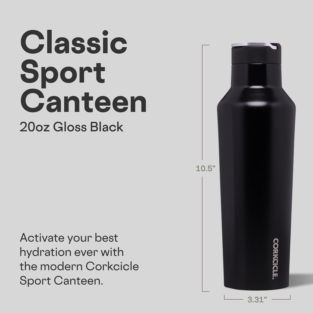 Corkcicle Isolierte Kantinen-Reise-Wasserflasche, dreifach isolierter Edelstahl, leicht zu greifende
