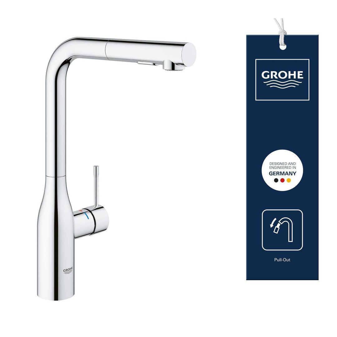 GROHE Essence - Einhand-Spültischbatterie (herausziehbare Dual Spülbrause, Schwenkbereich 360°, Einl