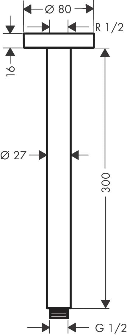 hansgrohe Deckenanschluss S für Regendusche, Anschluss Kopfbrause 30 cm, Mattschwarz Matt-schwarz 30