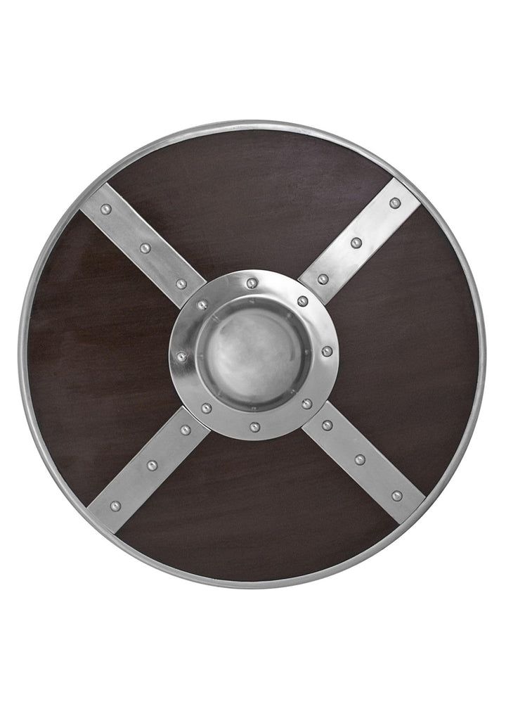 Battle-Merchant Rundschild aus Holz mit Stahlbeschlägen und Buckel | Wikinger - Ritter - Schild - Er