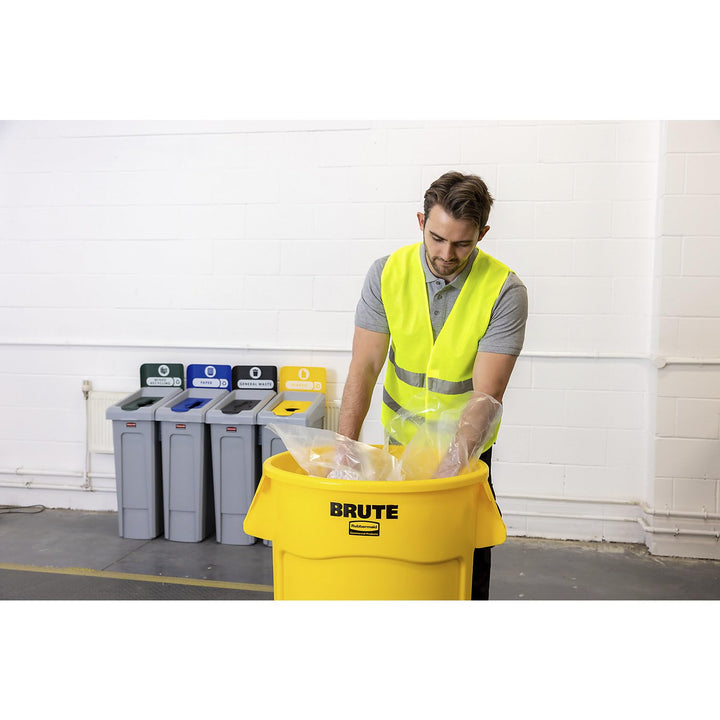 Rubbermaid Commercial Products Brute Round Container 167 L Gelb – Schwerlast-Abfallbehälter mit Luft
