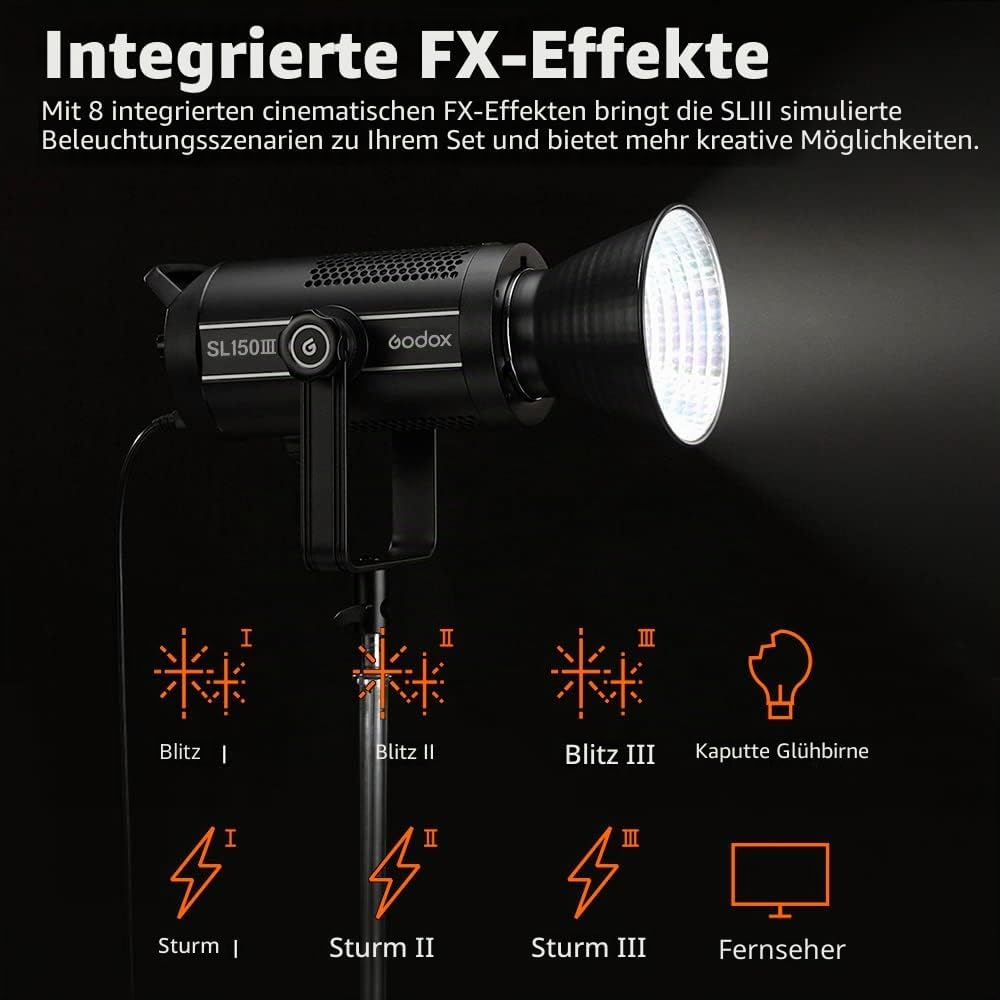 Godox SL150III SL150WIII LED Videoleuchte 160W Tageslicht Ausgewogen 5600K 2.4G Wireless X System CR