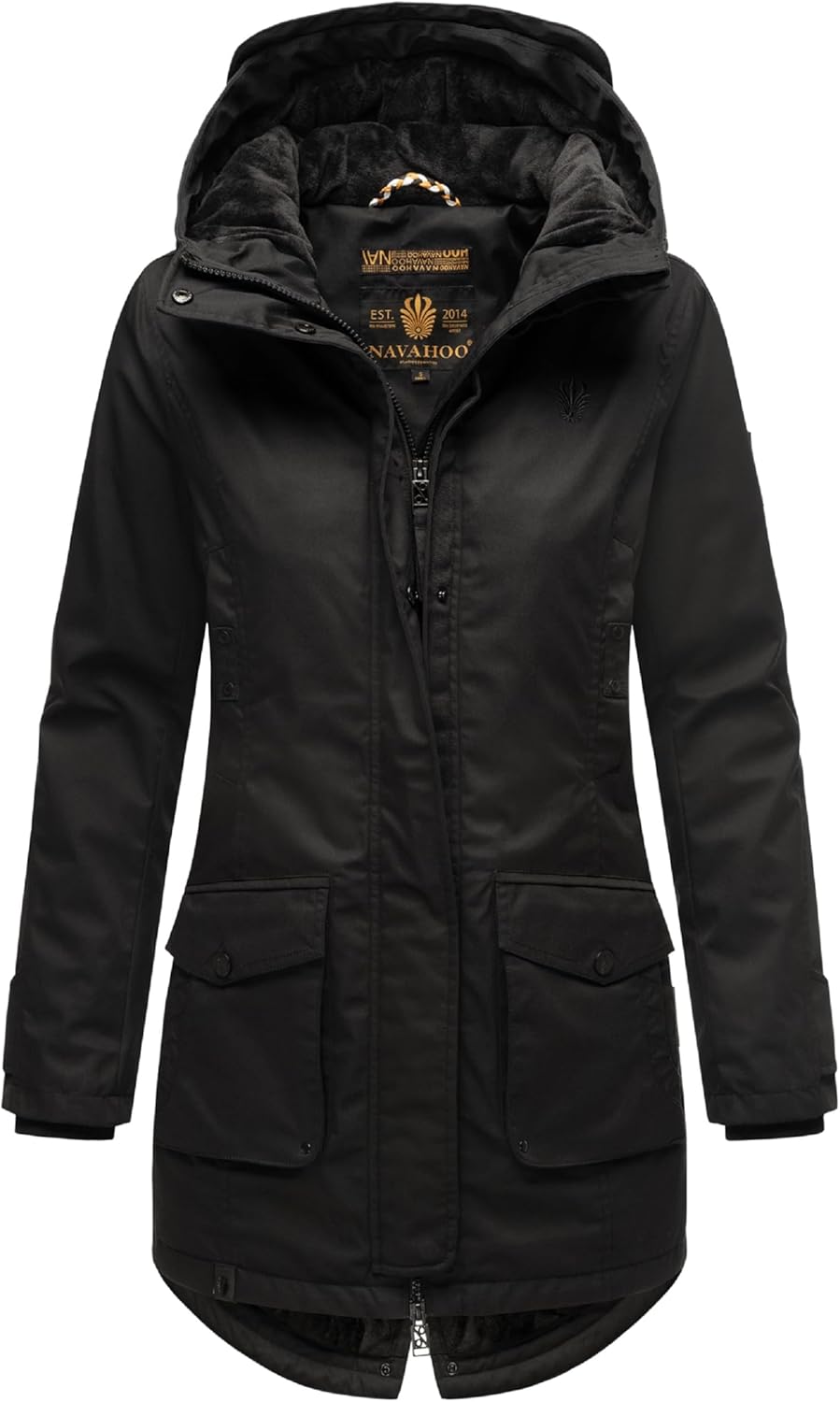 Navahoo Damen Übergangsjacke Warmer Kurzmantel Regenjacke wasserdicht mit Kapuze Brinjaa XS-XXL XS S