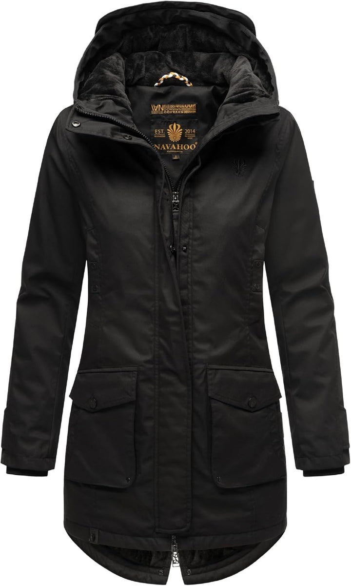 Navahoo Damen Übergangsjacke Warmer Kurzmantel Regenjacke wasserdicht mit Kapuze Brinjaa XS-XXL S Sc
