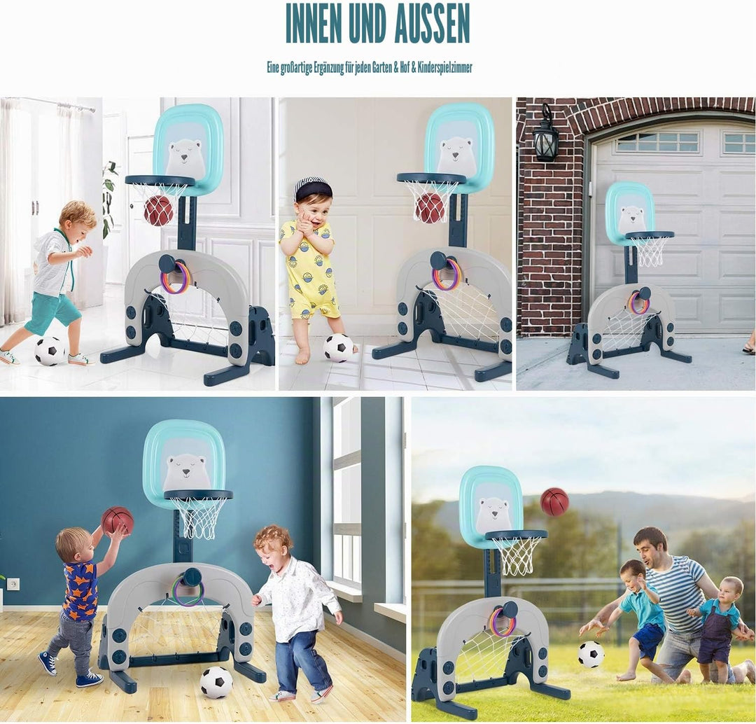 Basketballkorb-Set, 3-in-1 Kinder-Basketballständer, Sport, Aktivitätszentrum, Ballspiele, verstellb