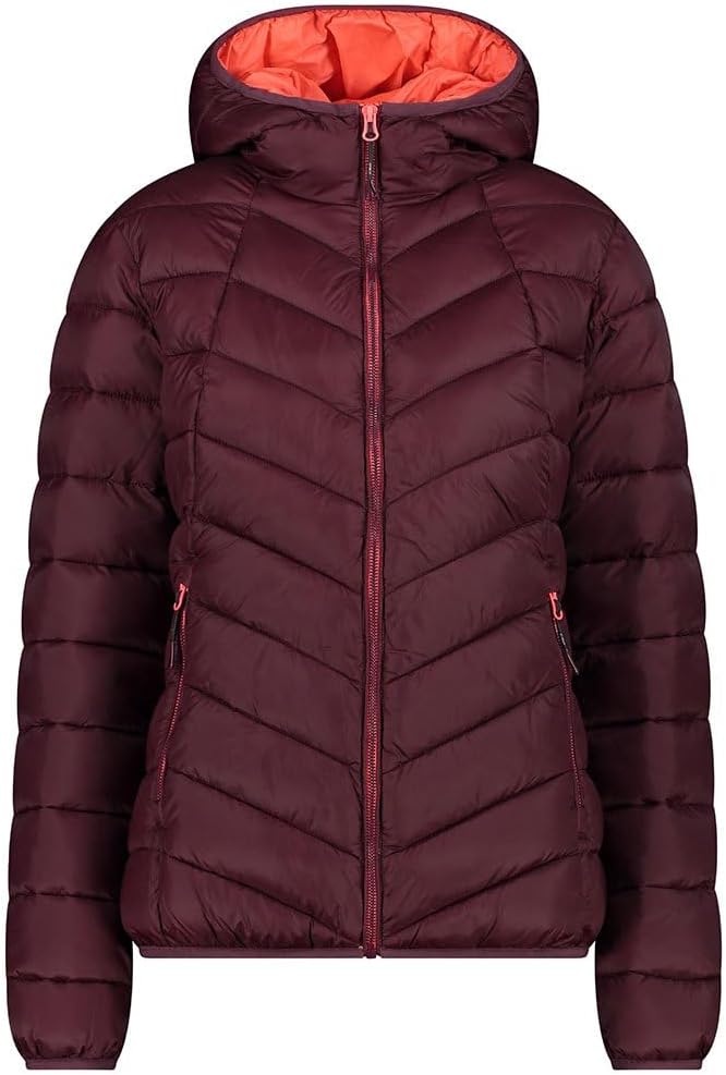 CMP Damen Damenjacke mit Fester Kapuze Gepolsterte Jacke XXS Burgund, XXS Burgund