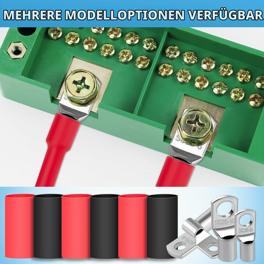 10x Rohrkabelschuhe 50mm² Kabelschuhe Loch-Ø M8 Ringkabelschuh Verdicktes Kupfer Unisolierte SC Kabe