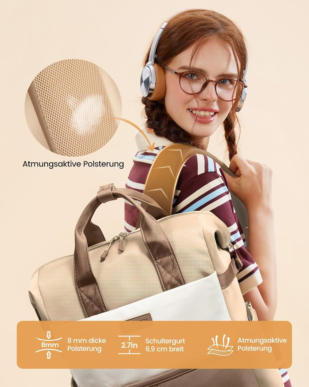 LOVEVOOK Rucksack Damen Laptop Rucksäcke mit Laptopfach 15.6 Zoll Schulrucksack Schultasche Backpack