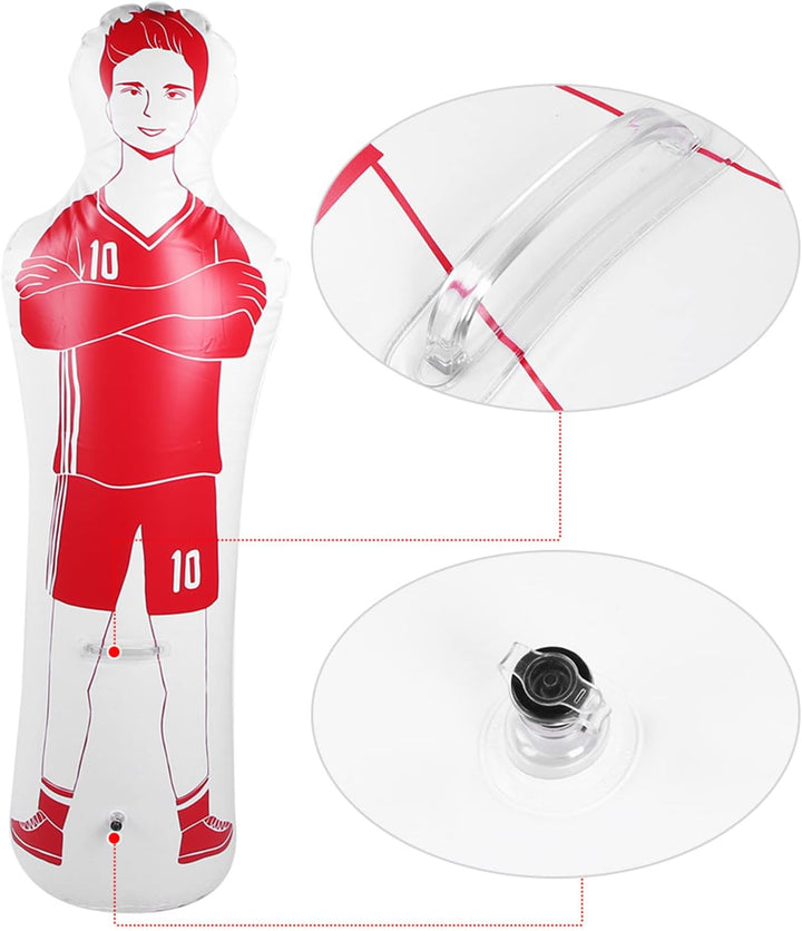 Aufblasbarer Fussball Dummy, 160cm, Rot, Torwart Training Equipment für Fussballübungen, Dribbling u