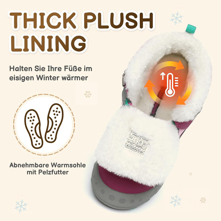 Mishansha Kinder Winterschuhe Gefüttert Winterstiefel für Jungen Mädchen Gr.24-38 37 EU Violett, 37