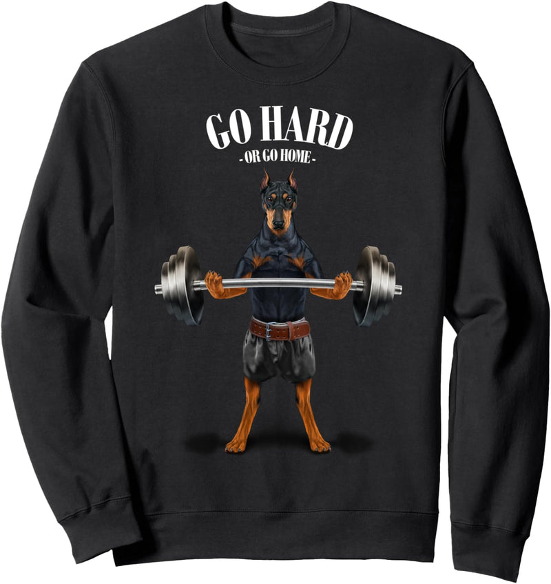 Dobermann Pinscher Hund Gewichtheben im Fitnessstudio Sweatshirt