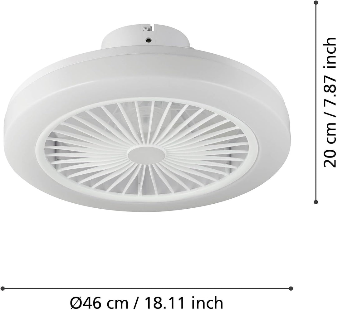 EGLO Deckenventilator mit Beleuchtung Ortona, Ventilator Decke dimmbar mit Fernbedienung, Timer und