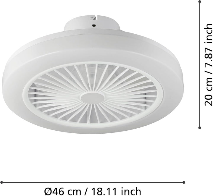 EGLO Deckenventilator mit Beleuchtung Ortona, Ventilator Decke dimmbar mit Fernbedienung, Timer und