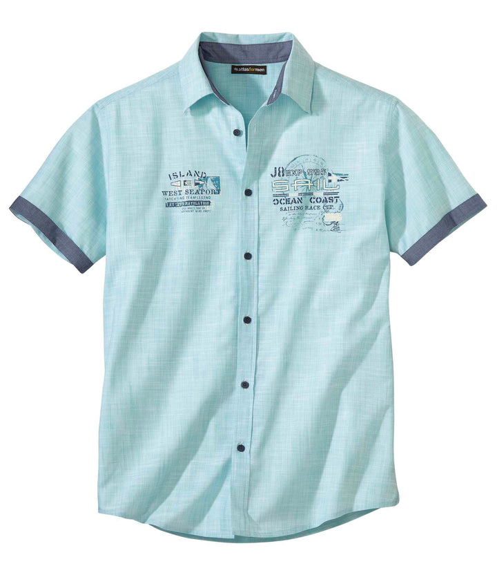 ATLAS FOR MEN - Herrenhemd - Kurze Ärmel - Verfügbar in grossen Grössen von M bis 5XL M Vert D'eau,