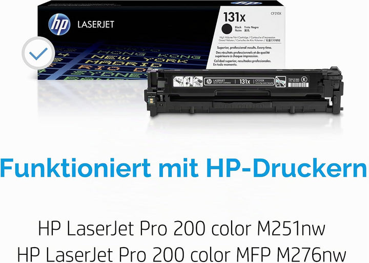 HP 131X (CF210X) Schwarz Original Toner mit hoher Reichweite für HP LaserJet Pro 200 Color M251, MFP