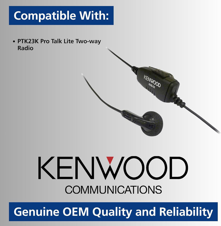 Kenwood KHS-33 Clip Mikrofon mit Ohrhörer (Einzelpin) für PTK-23K ProTalk Lite, Schwarz