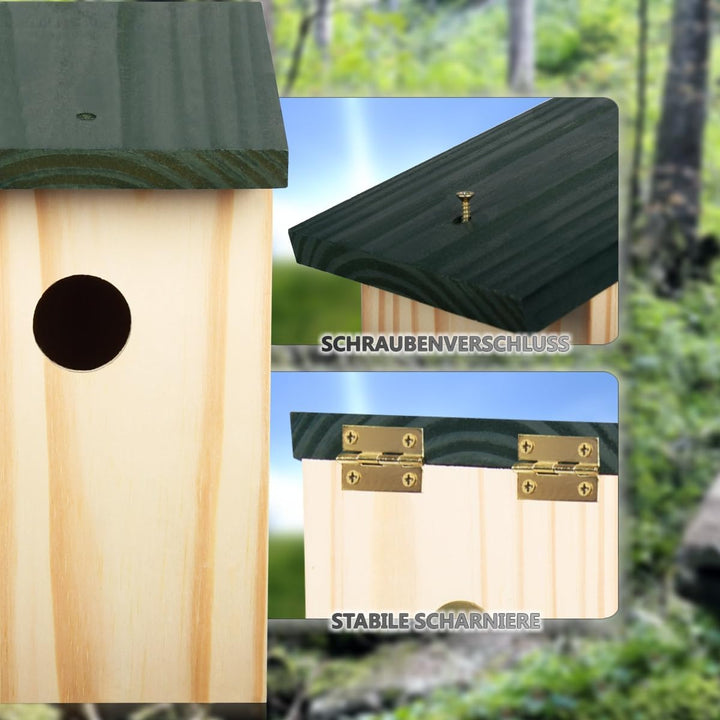 2er Set Nistkasten Nisthöhle für kleine Vögel Meisen aus Massiv - Holz