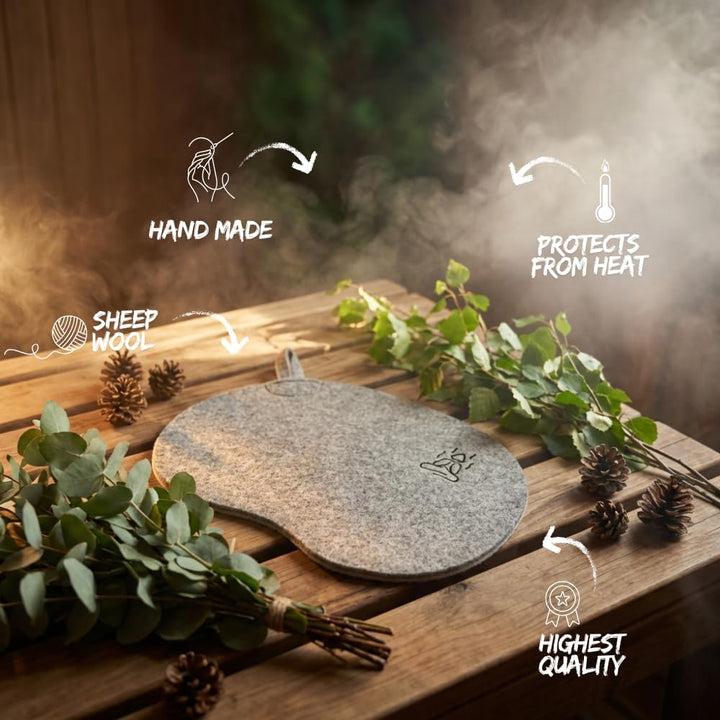 Premium Sauna-Sitzkissen aus Wollfilz – Handgefertigte graue Filzmatte mit Hitzeschutz und Isolierun