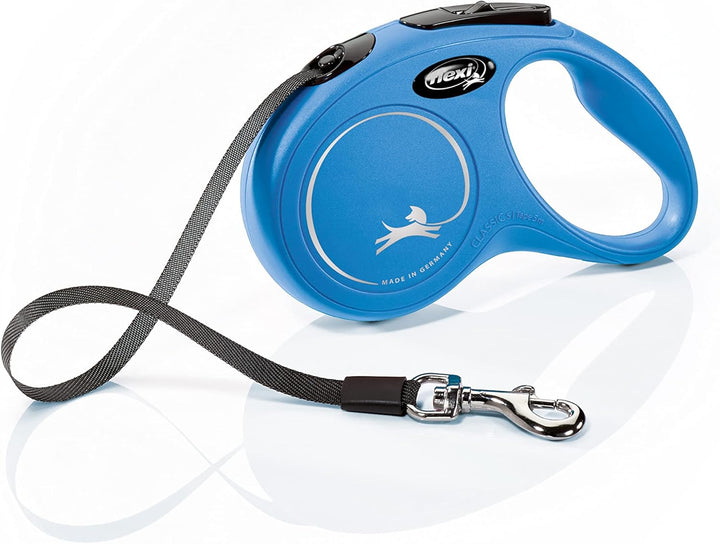 flexi® Classic S Gurt 5 m blau, Roll-Leine für Hunde bis 15 kg, S