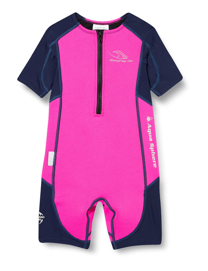 Aqua Sphere Unisex Jugend Stingray Hp Short Sleeve Wetsuit, rosa/Blau, 104 (Herstellergrösse: 2 Jahr
