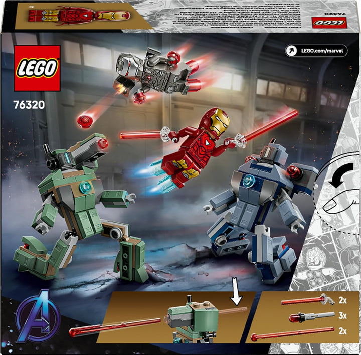 LEGO ǀ Marvel Iron Man & War Machine vs. Hammer Drones - Building Toy with 2 Minifigures & 2 Action