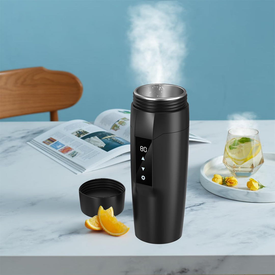 Rauwseul Reise Elektrischer Wasserkocher Klein, 350ml Tragbare Heizbecher mit 304 Edelstahl Liner,40