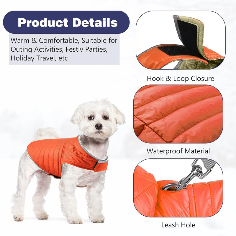 PETCUTE Reversible Hundemantel,Reflektierend Winterhundjacke Warme Welpen Weste wasserdichte Haustie