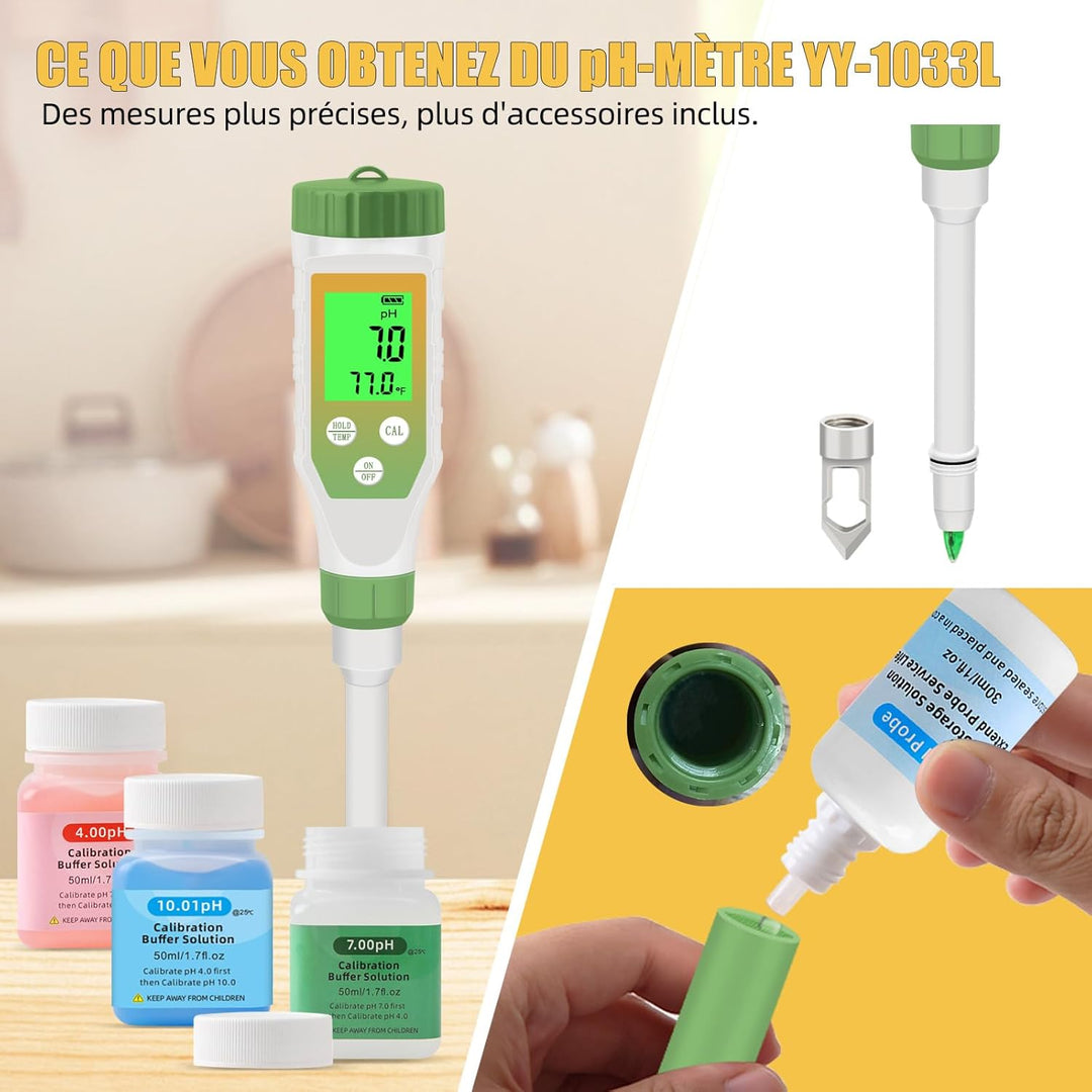 Multifunktionale Digitale pH-Meter für Lebensmittel, Hohe Präzision Garten Boden pH Messgerät Kit mi