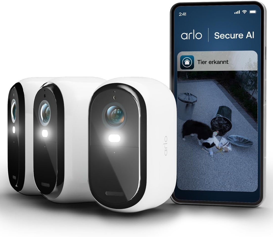 Arlo Essential 3 HD Akku Überwachungskamera Aussen WLAN, Kabellos, 1080p Video, Farbnachtsicht, Lich