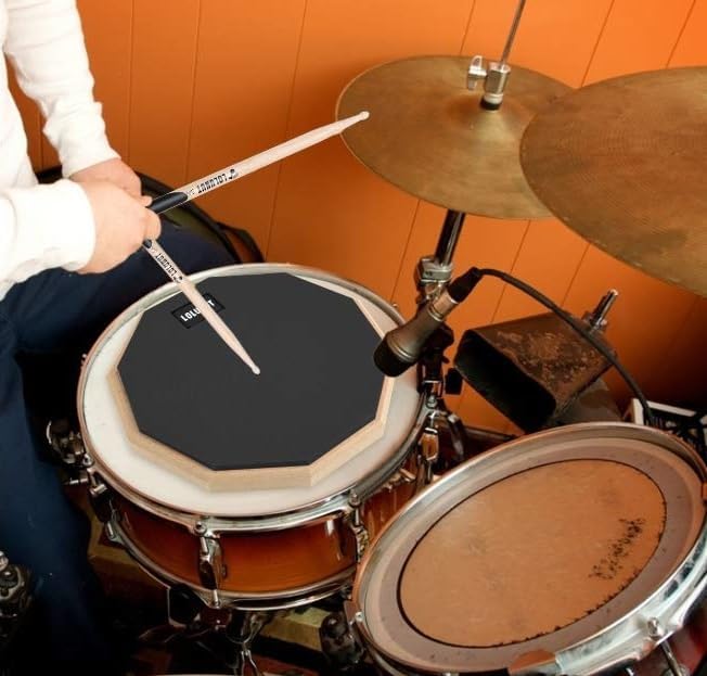 Dumb Drum Practice Pad, 2-seitig leises Übungspad, weicher Gummi, Holzsockel, mit Massivholz-Drumsti