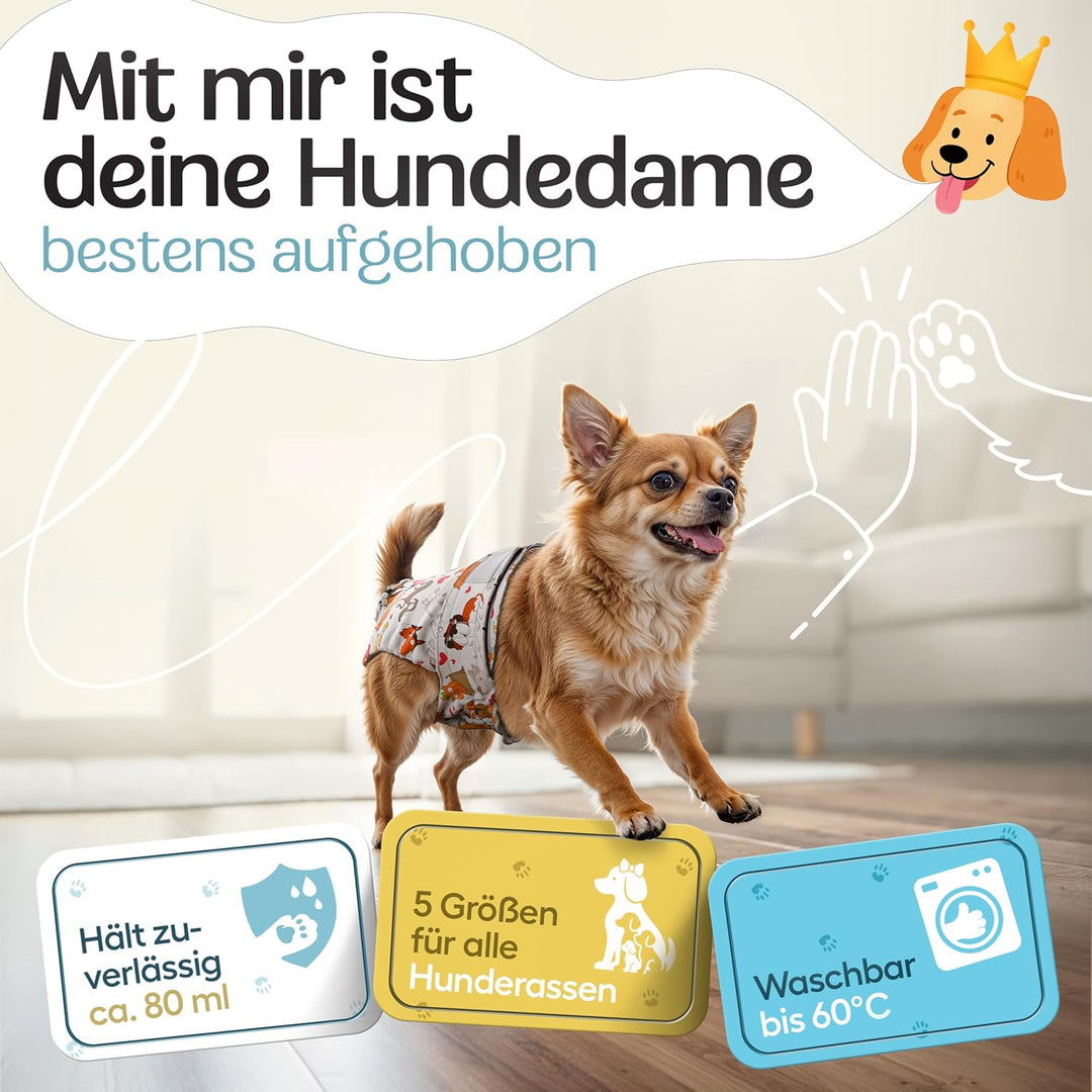 HUND IST KÖNIG Hundewindeln für Hündinnen (3 Stück) - Hochabsorbierende Läufigkeitshose für Hündinne