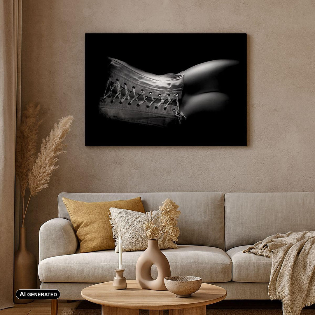 Bilder auf Leinwand Weiblicher Körper Leder Korsett Frau Leinwandbild 70x50cm Wandbilder Dekoration