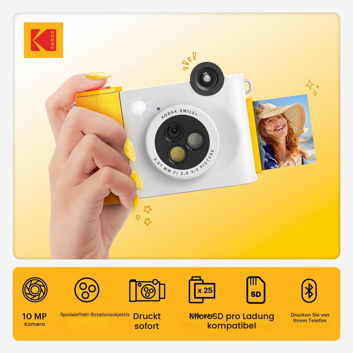 Kodak Smile+ 2-in-1 Digitale Sofortbildkamera & kabelloser Bluetooth-Fotodrucker - 10MP, Spezialeffe