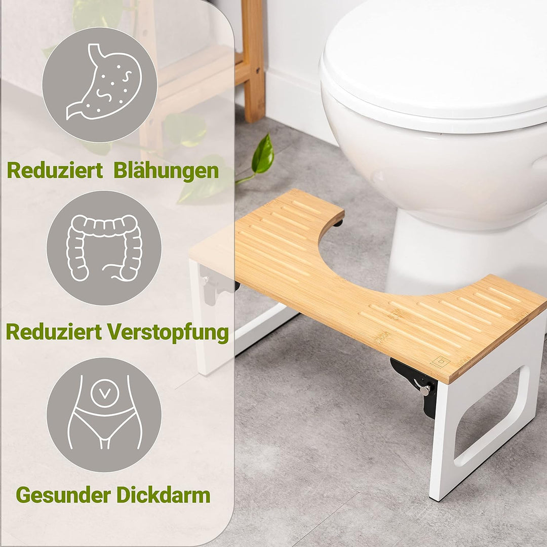 BENKSTEIN Toilettenhocker Erwachsene - Toilettenhocker Holz - Klohocker Toiletten Hocker - WC Hocker