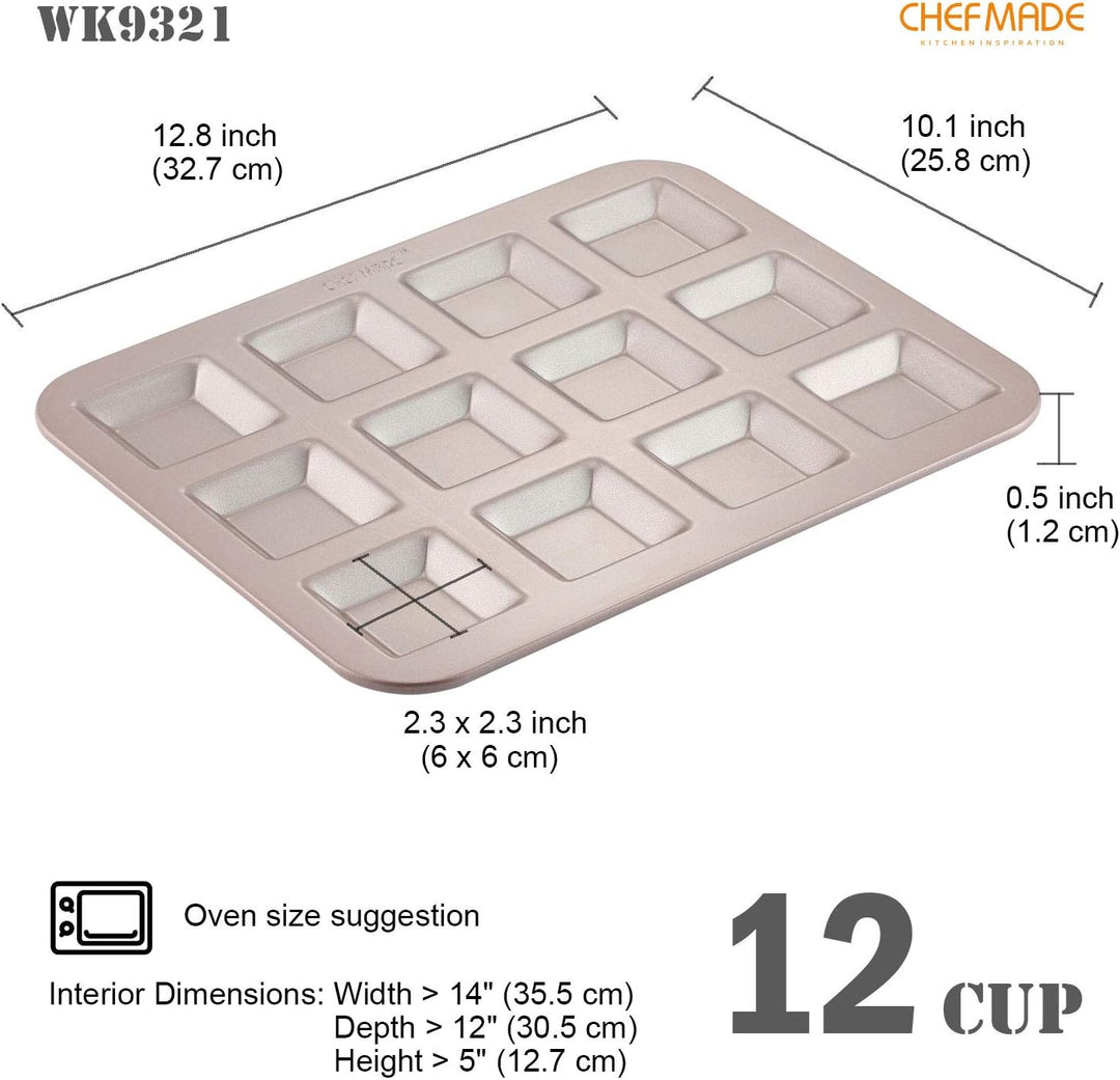 CHEFMADE Financier Kuchen Pan, 12-hohlraum Nicht-Stick Platz Muffin Pan Kekse Cookies Backformen für