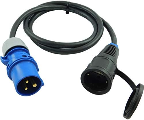 NWP Adapter SET 2-teilig 3-Pol CEE Stecker Kupplung auf Schuko Stecker Kupplung 230V 16A - 1,5m Ansc