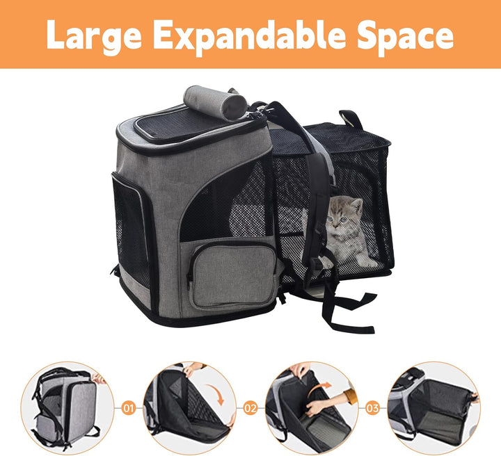Haustier Rucksack Hunderucksack bis 10kg Katzenrucksack Faltbar und Erweiterbar Katzentransportbox K