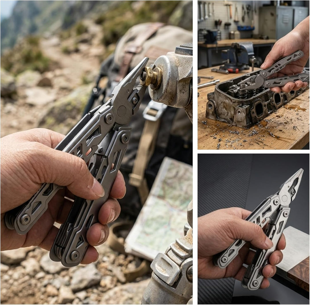 14-in-1-Multitool mit Messer – Multifunktionales EDC-Werkzeug aus Edelstahl Silber 02, Silber 02