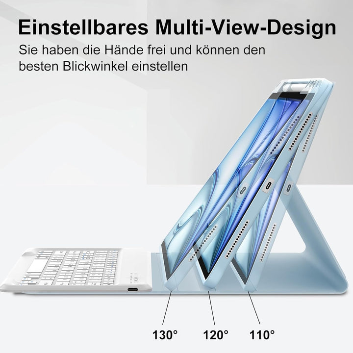 IVEOPPE Hülle mit Tastatur für iPad Air 13 Zoll M4 2026/M3 2025/M2 2024, Magnetisch Abnehmbare Bluet
