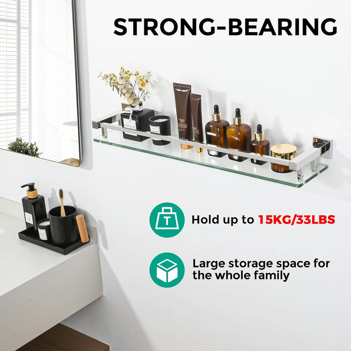 SAYAYO Duschablage Edelstahl, Duschregal Chrom Glasregal Badezimmer Regal Duschkorb Shampoo Halterun