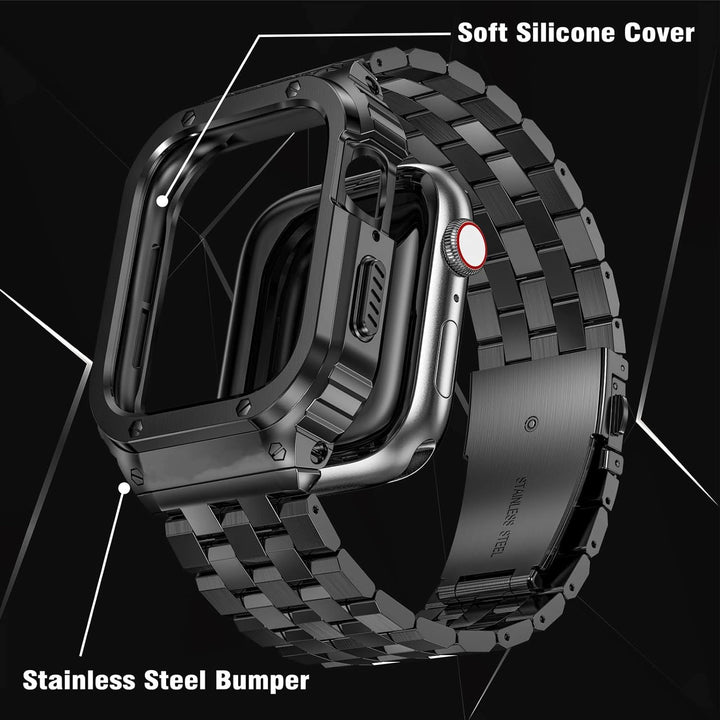 HASLFM Apple Watch Armbänder Kompatibel für iWatch Serie 6/5/4/SE/3/2/1(44mm/42mm), Edelstahl Apple
