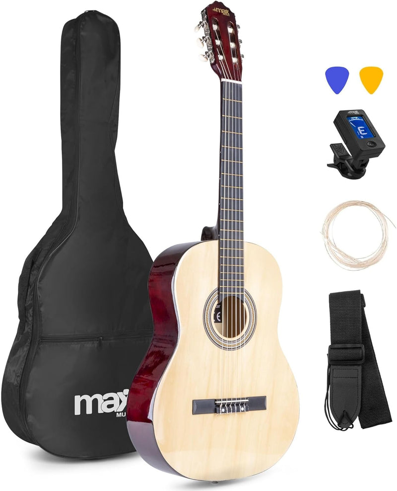 MAX SoloArt - 4/4 Akustik Gitarre für Anfänger Einsteiger Erwachsene - Akustikgitarre inkl. Tasche,