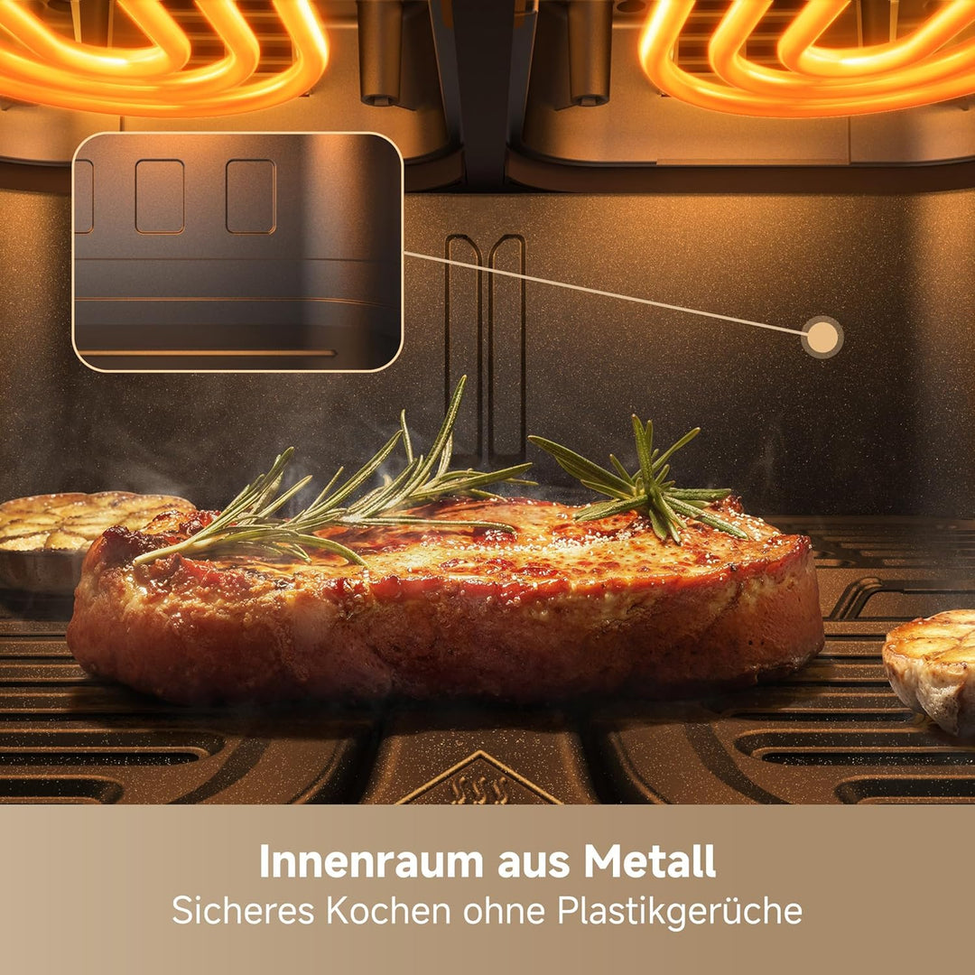 Mova AeroChef FD20 Pro Heissluftfritteuse, 9 Liter Zwei-Zonen-Garen, SyncFinish, 2.700 W für schnell