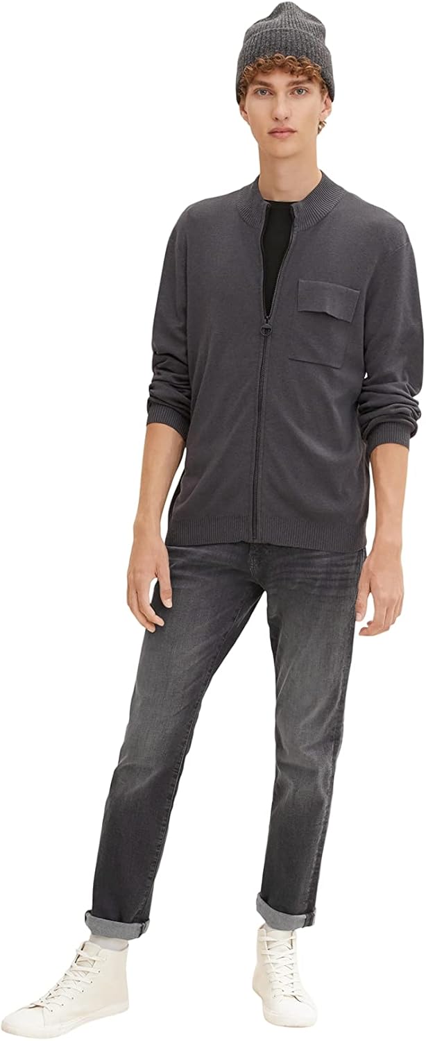 TOM TAILOR Denim Herren Strickjacke mit Brusttasche XXL 29476 - Coal Grey, XXL 29476 - Coal Grey