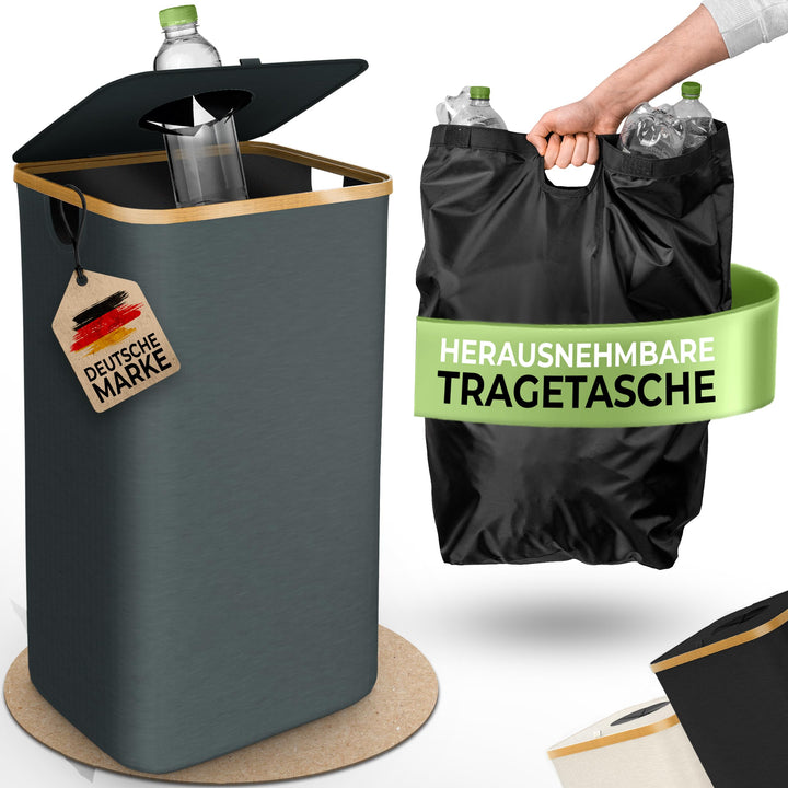 Glückstoff® Pfandflaschen Sammelbehälter [INKL. TRAGETASCHE] - Flaschensammler Leergut - PET Flasche
