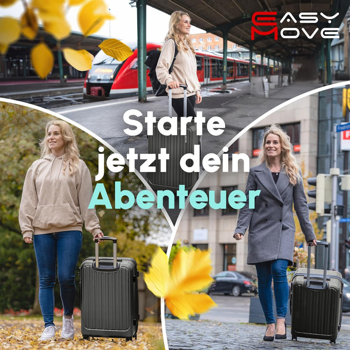 ABS Hartschalenkoffer - Ergonomisch & Sicher - Mittelgrosser Trolley Koffer mit 360° Rädern, Zahlen-