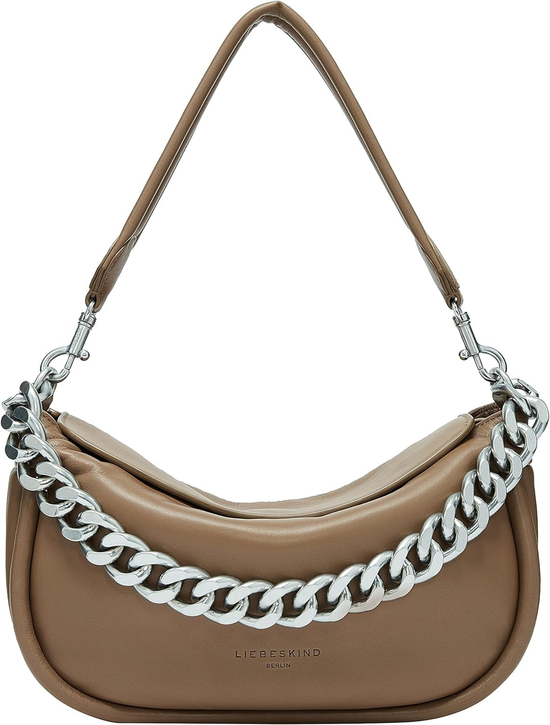 Liebeskind Berlin Fab 3 CHAIN Hobo Schultertasche, Medium (HxBxT 23cm x 29.5cm x 9cm), Praline